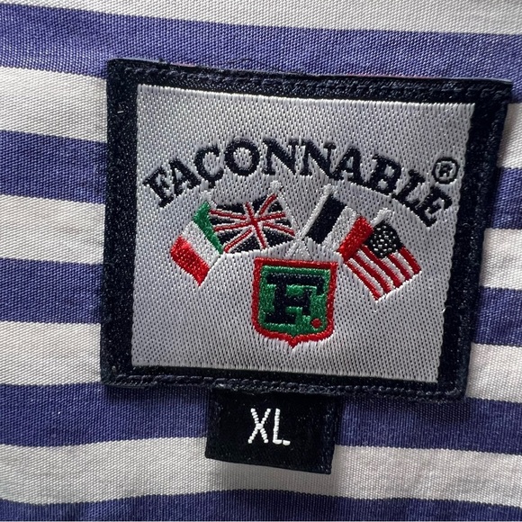 Faconnable Men's Button Down-Color Stripe Collared Shirt Cotton XLarge Casual - Picture 4 of 10